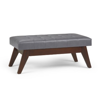 40" Tierney Mid Century Tufted Ottoman Bench Faux Leather - Wyndenhall