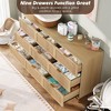 Rattan 9 Drawer Dressers for Bedroom, Tall Dresser with Deep Drawers, Large Chest of Drawers for Closet with Wide Top - 4 of 4