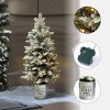 LuxenHome 3Ft Christmas Tree, Prelit Small Snow Flocked Christmas Tree with Metal Pot Stand, Battery Operated Artificial Christmas Tree Off-White - 2 of 4