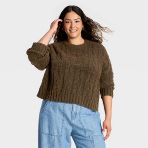 Women's Cozy Cable Crewneck Pullover Sweater - Universal Thread™ - 1 of 3