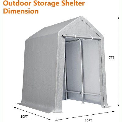 Carport Portable Storage Shed Storage Shelter, Roll-Up Zipper Doors, All-Season Protective Car Tent Tarp, Sturdy Metal Frame, Waterproof Carport