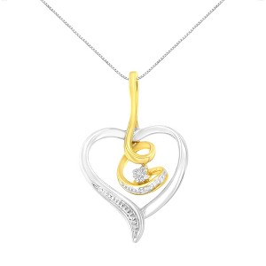 Haus of Brilliance 10K Two-Tone Gold Diamond Accent Diamond Swirl Open Heart Pendant Necklace - 1 of 4