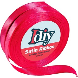 SCS Direct Satin Ribbon (1/2", 50 Yards) No Wire, DIY Art Craft, Gift Wrapping Baskets, Wedding Decor, Sewing Projects, Party Decorative (Hot Pink) - 1 of 4