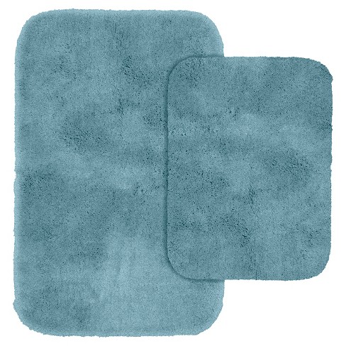 3pc Finest Luxury Ultra Plush Washable Nylon Bath Rug Set Blue - Garland