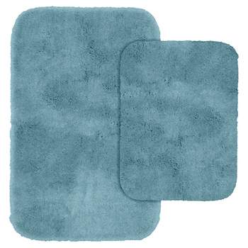 2pc Finest Luxury Ultra Plush Washable Nylon Bath Rug Set Blue - Garland