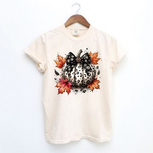 Simply Sage Market Women's Coquette Animal Print PumpkinShort Sleeve Garment Dyed Tee - 1 of 4