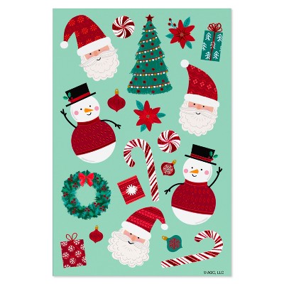 40ct 2 Sheets Christmas Stickers for Kids' Santa and Snowman