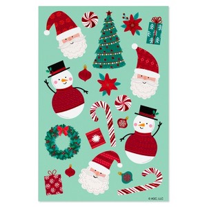 40ct 2 Sheets Christmas Stickers for Kids' Santa and Snowman - 1 of 4