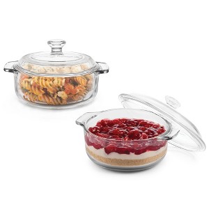 Libbey Baker's Basics 2 Piece Glass Casserole Baking Dish Set with Glass Covers - 1 of 4