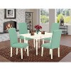 HomeStock 5-Pc Linen White Finish Solid Wood Top - Dining Room Set with Dropleaf - Seats 4 - 2 of 4