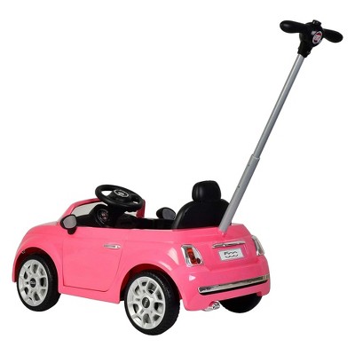 Pink Fiat 500 Toddler Push Car Stroller with Lights