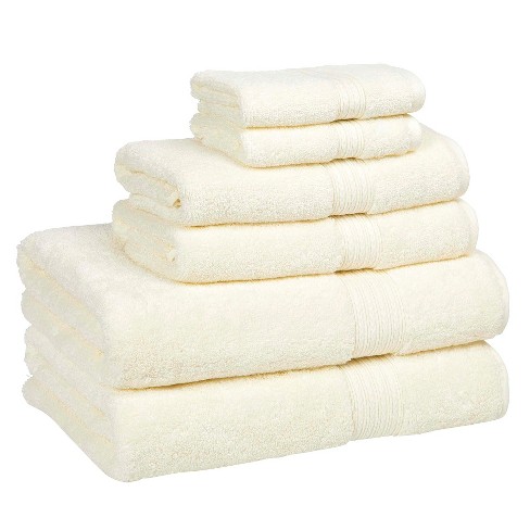 6-Piece Solid Ivory 100% Cotton Bath Towel Set 830795ZZD - The