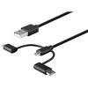 Monoprice 3ft 3-in-1 Multiport USB to Micro USB-B + USB-C + Lightning Cable, Apple MFi Certified - Black - 2 of 4