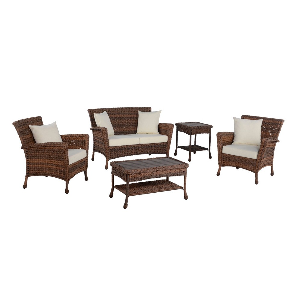 5pc Faux Sea Grass Collection Patio Set – W Unlimited  – Patio Furniture​