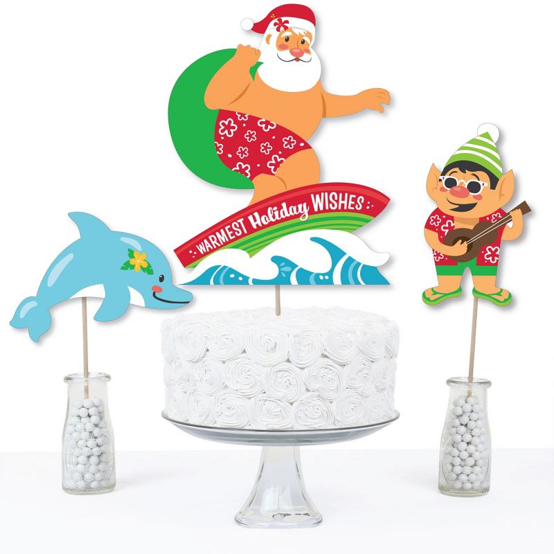 Big Dot of Happiness Tropical Christmas - Beach Santa Holiday Party Centerpiece Sticks - Table Toppers - Set of 15, 3 of 8