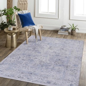 Gulches Blue & Cream Washable 8x10 Area Rug: Elegant Comfort for Every Room - 1 of 4