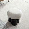 CAVINAS Mushroom Stool, Round Ottoman with Plush Lamb Wool Seat and Walnut Veneer Barrel Base, Ottoman Foot Rest, Bedroom End Bench, Footstool - 3 of 4