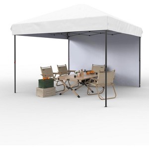 10'x10' Instant Setup Canopy Tent, Portable Outdoor Shelter with Removable Sidewall, Includes Stakes & Ropes, for Parties, Events, Camping - 1 of 4
