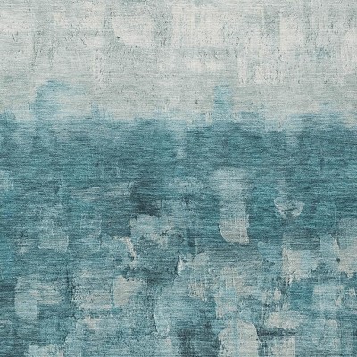 HomeRoots 3' X 5' Teal Blue And Silver Abstract Washable Indoor Outdoor Area Rug