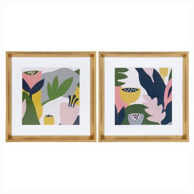 16 X 16 Calter Myriam's Garden Framed Print Art Set By Myriam Van Neste  Gold - Kate And Laurel : Target