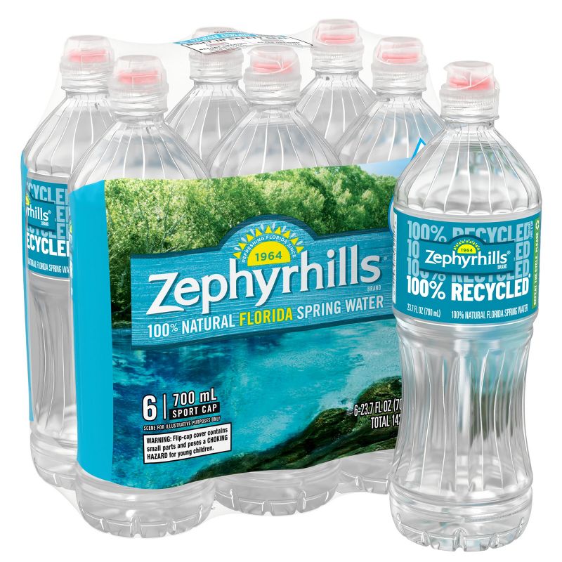Zephyrhills Brand 100% Natural Spring Water - 6pk/23.7 fl oz Sport Cap Bottles, 1 of 12