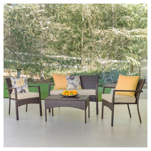 Cancun 80pc All-Weather Wicker Patio Chair Set - Brown - Christopher ...