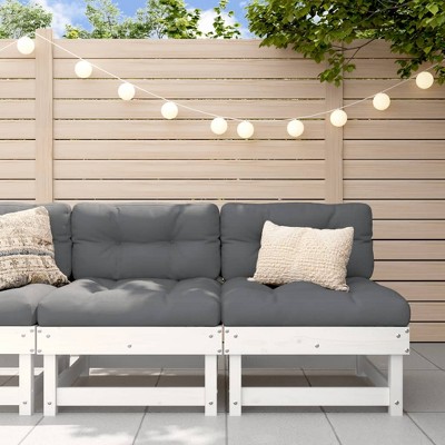 VidaXL Middle Sofas with Cushions 2 pcs White Solid Wood Pine
