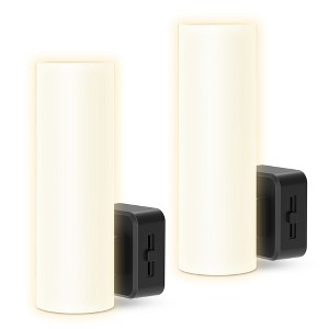 YANSUN 2-Pack 1W Plug-In Hollow Full-Glow Night Lights with Frosted Long Cylinder Shade, Warm 3000K Dimmable, US Plug - 1 of 1