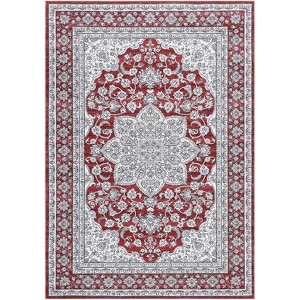 Vintage Washable Area Rug, Floral Medallion, Ultra Soft Accent Carpet for Living Room, Bedroom, Entryway, Non-Slip, Low-Pile - 1 of 4