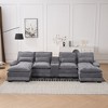 123'' Chenille U-Shaped Sectional Sofas Modern Double Chaise Symmetrical 6-Seater Sofa with Console, Cupholders and USB Ports - 2 of 4