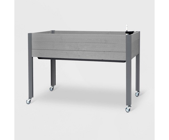 21" x 47" Self-Watering Rectangular Wooden Planter Gray - CedarCraft