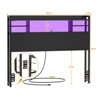 Aheaplus Headboard with Storage shelves and Charging Station, Wood Headboard with LED Light - 4 of 4