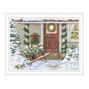 HomeRoots Decorated Holiday Porch White Framed Wall Art - 1 of 4