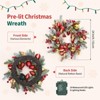 COZONY 24 Inch Christmas Wreath with Lights, Battery Operated Outdoor Wreath with Red Gold Ornaments & Snow Flocked Branch - 2 of 4