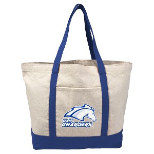 University Of Alabama Primary Logo Canvas Tote Bag With External Pocket, Reusable Shoulder Bag for Shopping, School, Beach, Royal - 1 of 4