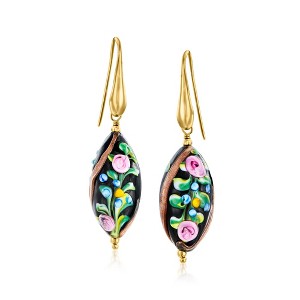 Ross-Simons Italian Multicolored Murano Glass Floral Drop Earrings in 18kt Gold Over Sterling - 1 of 3