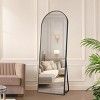 SEVOBAL 58"x18" Full Length Mirror with Arched Top Shatterproof Floor Mirror with Aluminum Frame for Living Room, Black, 149.4"*54"*3.5" - 2 of 4