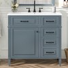 Gulches 36 in 18 in Undermount Rectangular Bathroom Sink in Blue Gray Solid Rubberwood MDF Ceramic with 4 Drawers Adjustable Shelf Metal Handles - 3 of 4