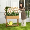 Tangkula Wooden Raised Garden Bed w/ Trellis Storage Shelf Legs Mobile Elevated Planter Box w/ Lockable Wheels Fabric Liner - 3 of 4