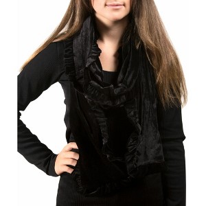 Pavilion Gift Company - Black - Ruffled Velvet Scarf - Sweaters and Shawls - 1 of 4
