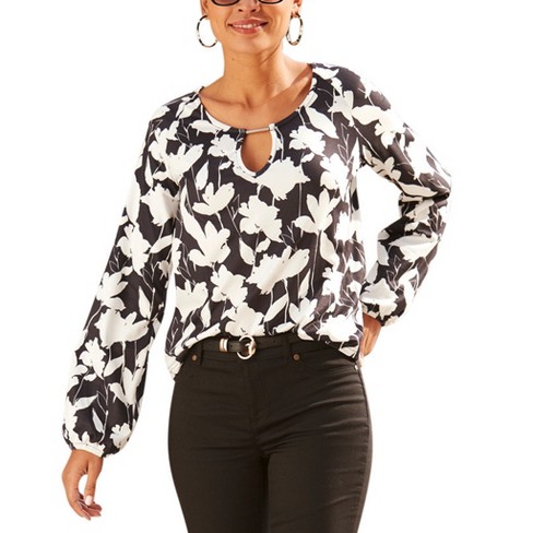 LASCANA Women's Floral Keyhole Top - image 1 of 4