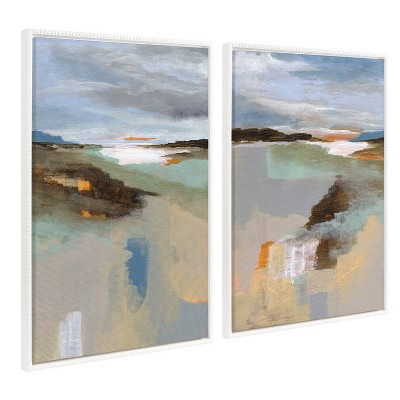 Sylvie Big Sur I and II White Framed Canvas Art Set