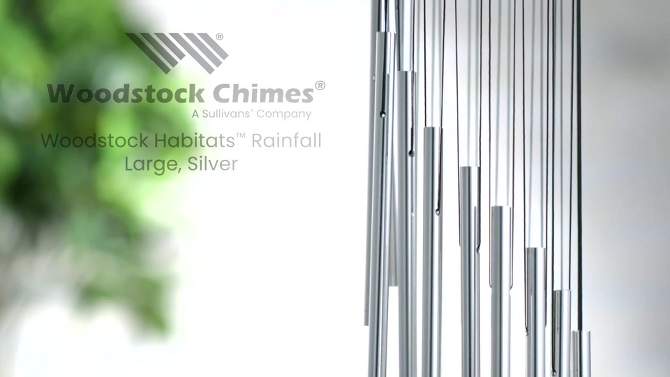 Woodstock Wind Chimes Signature Collection, Woodstock Habitats Rainfall Silver Wind Chime, 2 of 8, play video