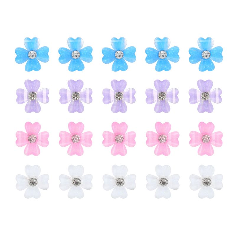 Unique Bargains Girl's Rhinestone Small-Flower Hair Clips Multicolor 20 Pcs, 1 of 7