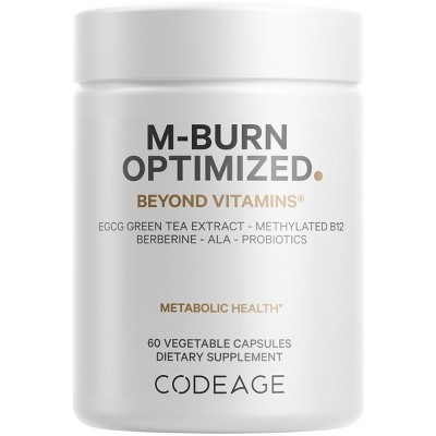 Codeage M-Burn Optimized, Decaffeinated Green Tea, Berberine, ALA, Vitamin B12, Probiotics - 60ct
