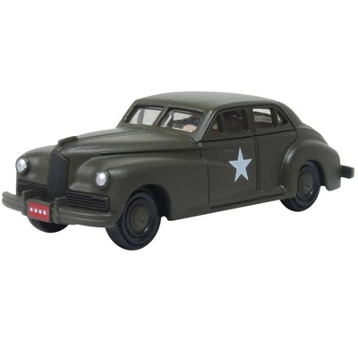 1942 Packard Clipper Touring Sedan "US Army Staff Car" Olive Drab 1/87 (HO) Scale Diecast Model Car by Oxford Diecast