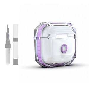 HTUTWOO Compatible with AirPods Pro 2, Transparent Two Colors Diamond Protective Cover, Scratch Impact Resistant with Keychain, Cleaning Kit - 1 of 4