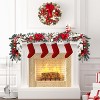 CuisinSmart 6ft Lighted Christmas Garland, Artificial Rattan with Balls and Bow Flower  Xmas Garland Decorations, Red White - 2 of 4