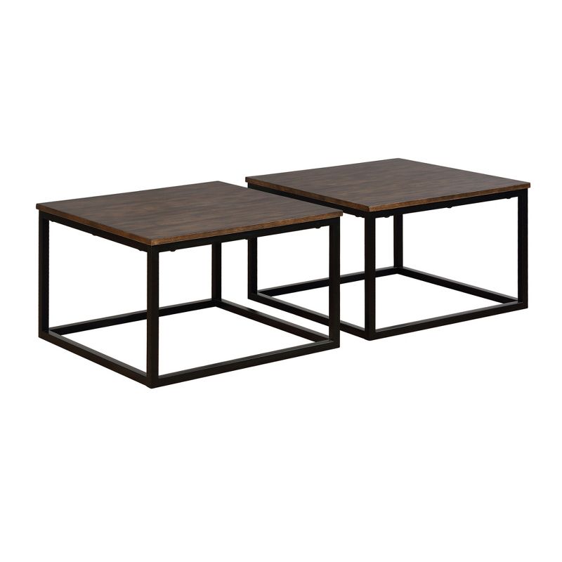 27.5" Set Of 2 Arcadia Acacia Wood Square Coffee Tables Antiqued Mocha - Alaterre Furniture, 1 of 6