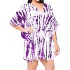 LA LEELA Women's House Daily Routine Evening Wear Holiday Casual Loungewear Oversize Caftan Knee Length Housecoat 2X-3X Purple, Tie Dye Design - 3 of 4